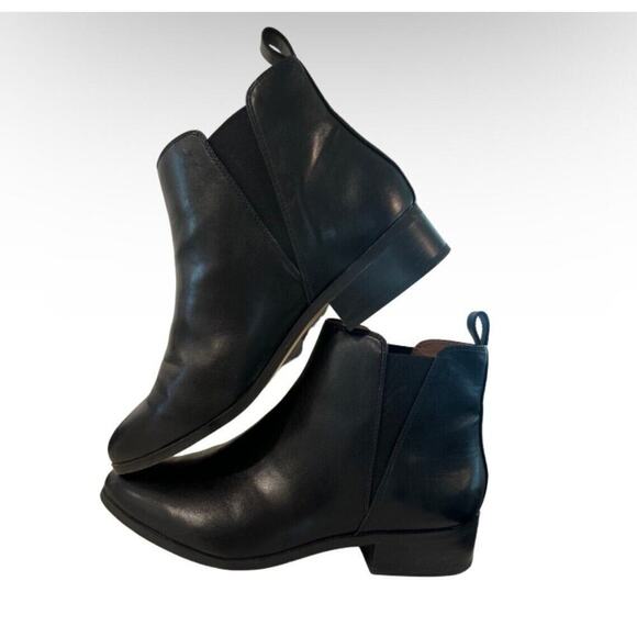 J.Crew Womens Chelsea Boot‎ Size 10 Black Vegan Leather Block Heel Moto Bootie - Picture 1 of 12